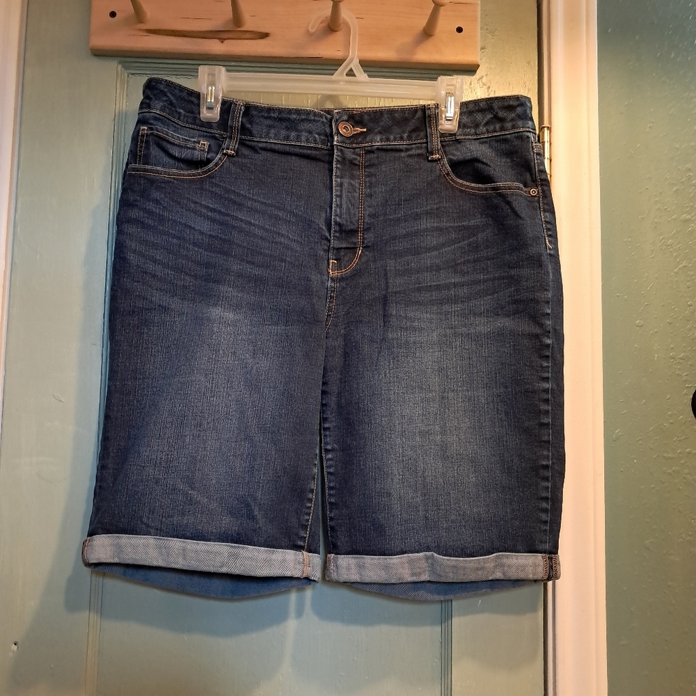 St. John's Bay Dark Blue Denim Women's Bermudas